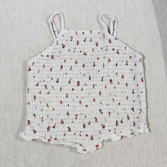 White Floral Smocked Kids Top - Picture 1 of 3